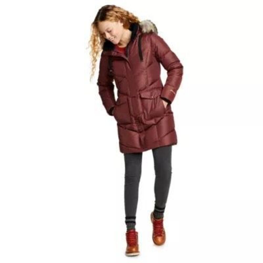 Eddie Bauer Women's Lodge Cascadian Down Parka In Burnt Orange Size M